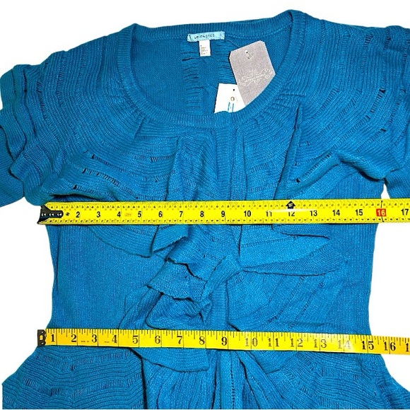 $198 Anthropologie Vintage Ridged Ruffles Cardi Small Skirted Sweater LeifNotes - Picture 10 of 16